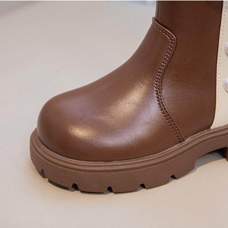 Nové nízké kožené boty s měkkou podrážkou pro dívky mašličkové kotníkové boty