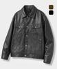 DIMITRI BLACK Faux Leather Riders Trucker Jacket_2 Color