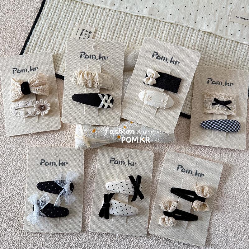Korean Style Bow Lace Flower Polka Dot Snap Clip for Girls - 2025 Collection