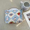 Adorable Blue Cartoon Makeup Bag: Mini Pure Cotton Coin and Earphone Pouch, Lipstick Carrier, Portable Storage.