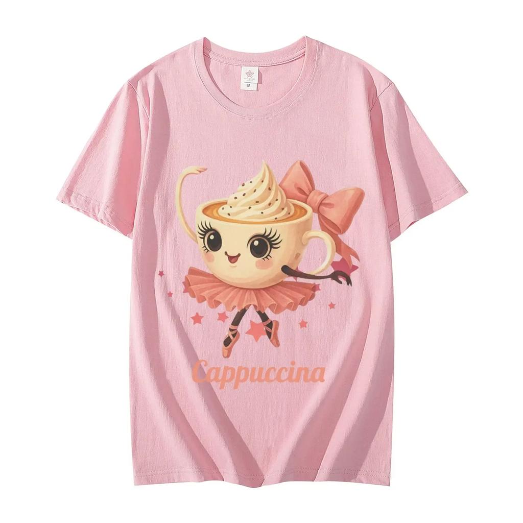 Ballerina Cappuccino TShirt Funny Italian Brainrot Meme T Shirt Women Clothing Fashion Y2k Aesthetic Short Sleeve TShirts