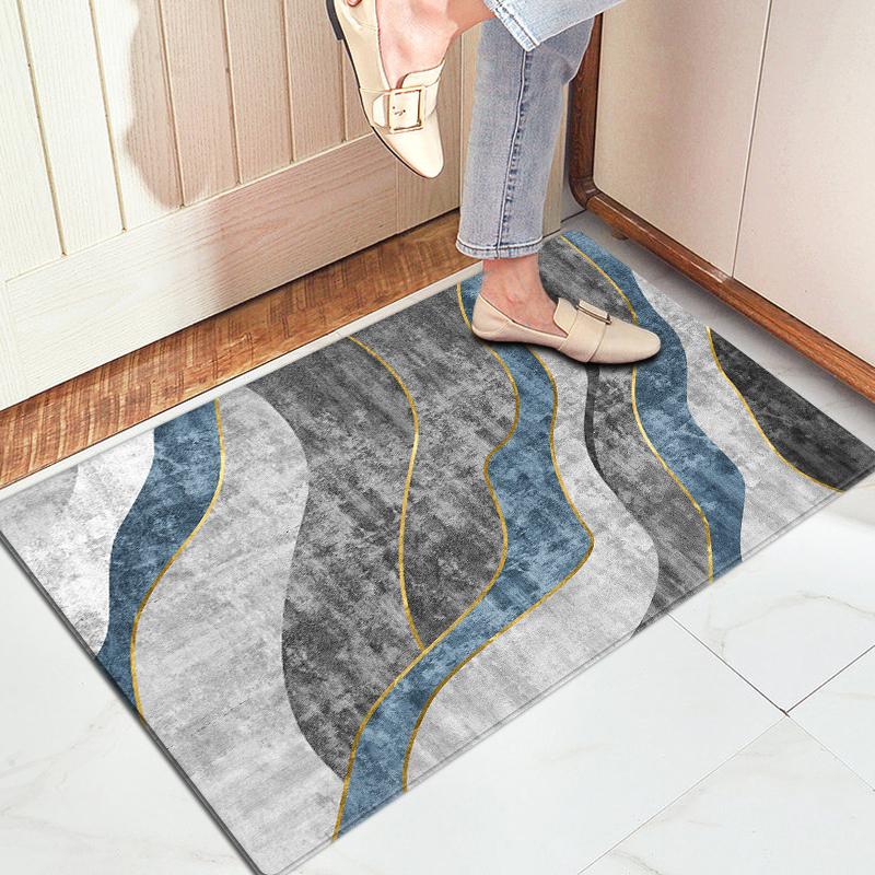 Šedá geometrická abstraktní houbová rohožka Protiskluzová latexová podložka Super absorpční pro vnitřní toaletu Koberček k posteli Podložka na podlahu