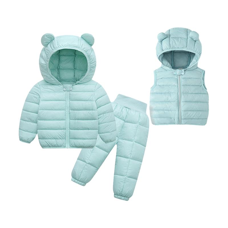 Toddler Baby Autumn Winter Clothes Set Hooded Coat and Vest and Pants