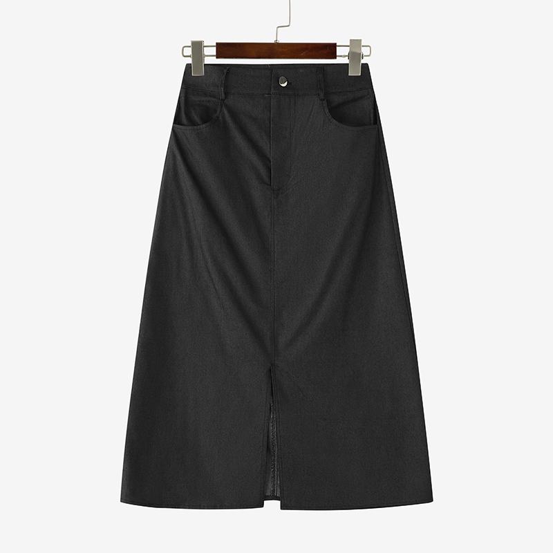 

ZANZEA Женские повседневные однотонные свободные винтажные юбки-накладки 5XL чёрный