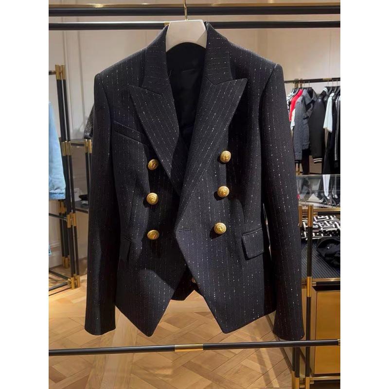 

Женский легкий двубортный черный блейзер 2025 - Элегантный весенне-осенний стиль Small чёрный