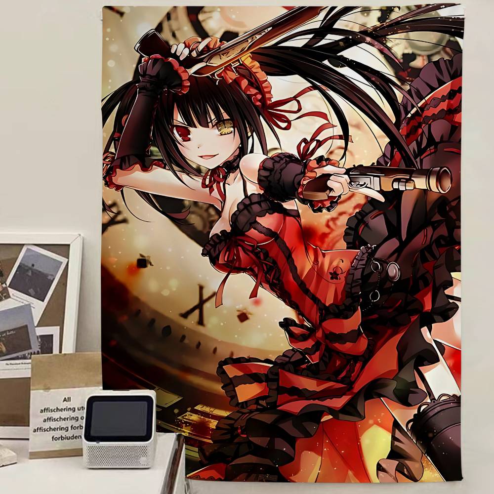 Cool And Cute T-Tokisaki Kurumi Anime Anime Tapestry Hanging Tarot Hippie Wall Rugs Dorm Home Decor