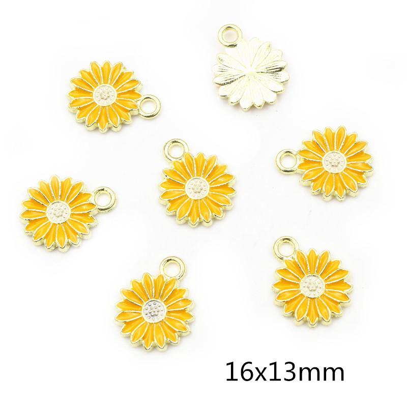20pcs Enamel Flower Charms Pendant Alloy Metal DIY Jewelry Making Accessories Findings for Earrings Necklace Bracelet