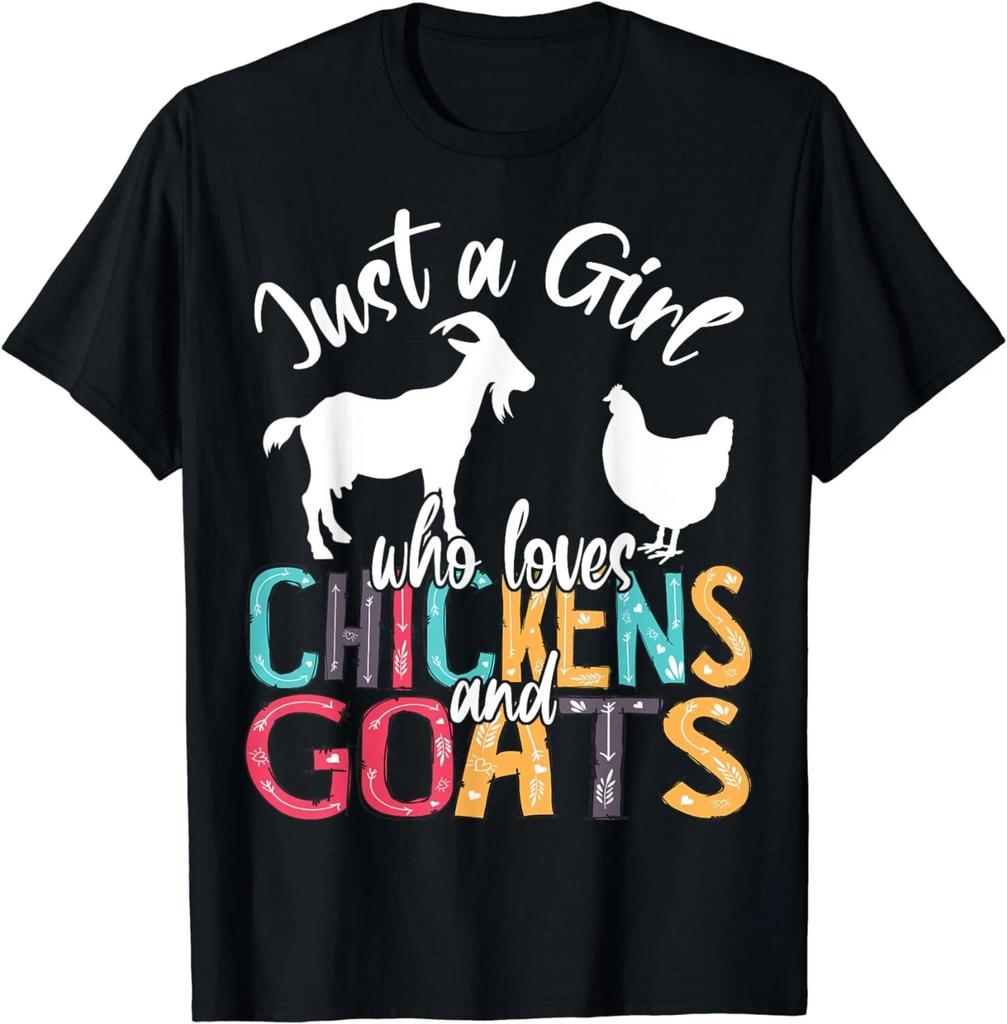 Cute Just A Girl Who Loves Chickens Goats Farmer Girls Gift Unisex T-Shirt