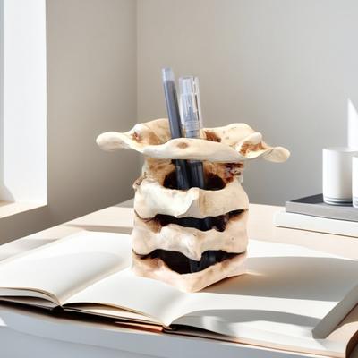 Simulated Spine Pen Holder Vertebral Column Resin Stationery Pencil Stand Organizer Container Home Office Desktop Decoration Ornament