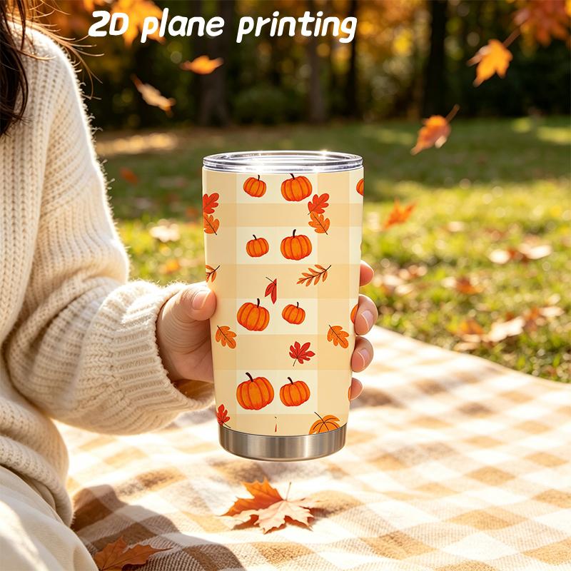 591ml Car Tumbler Autumn maple leaf elements Straw Cup Leakproof Tumbler Stainless Steel Tumbler Insulated Travel Cup Tumbler With Lid