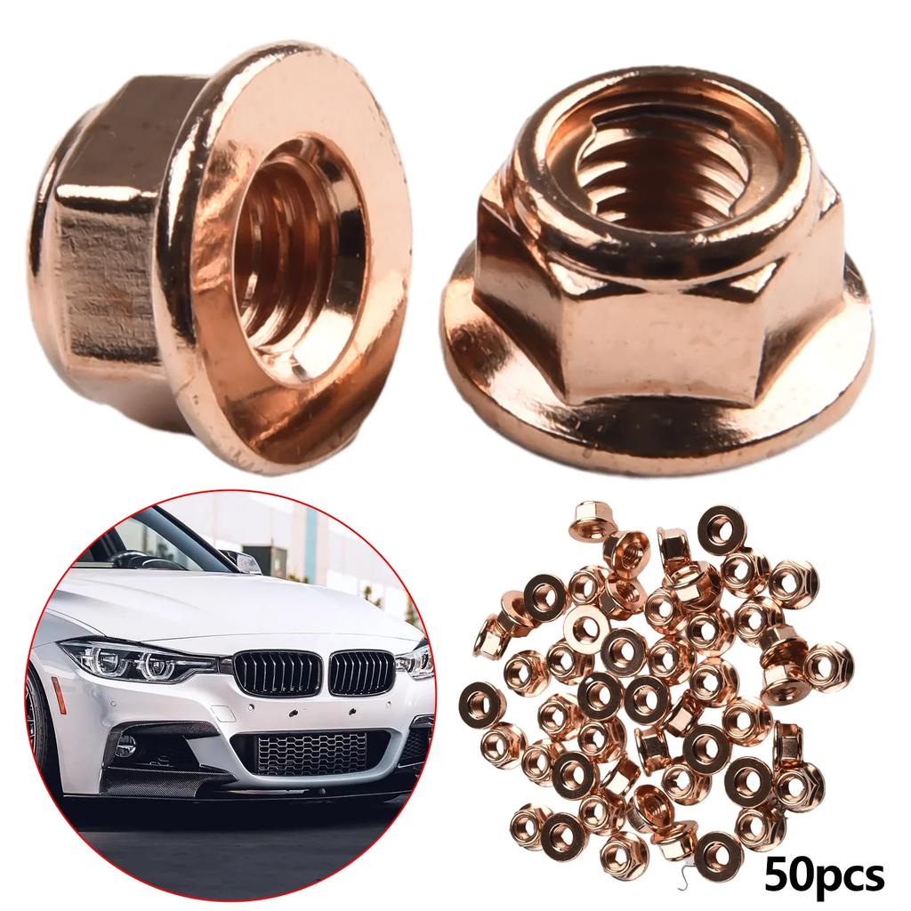 1pcs Copper Exhaust Nuts M8 Copper-plated Heads Stud Locked Nuts Copper Bolts Screws Bolt Screws Turbo Exhaust Stud Hex