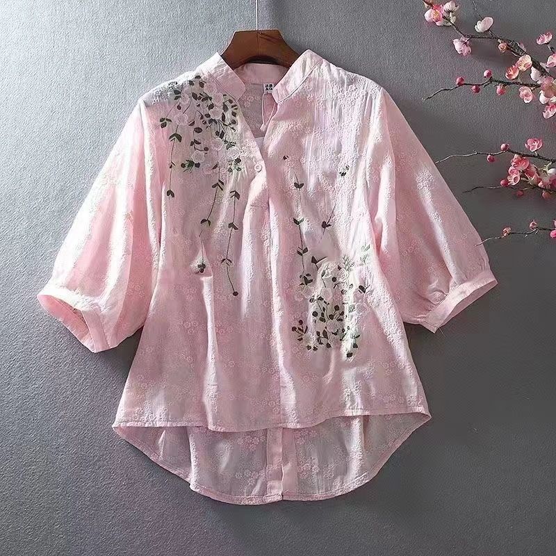 Lus Size Floral Print Shirt, Casual Long Sleeve Button Front Shirt, Women's Plus Size Clothing