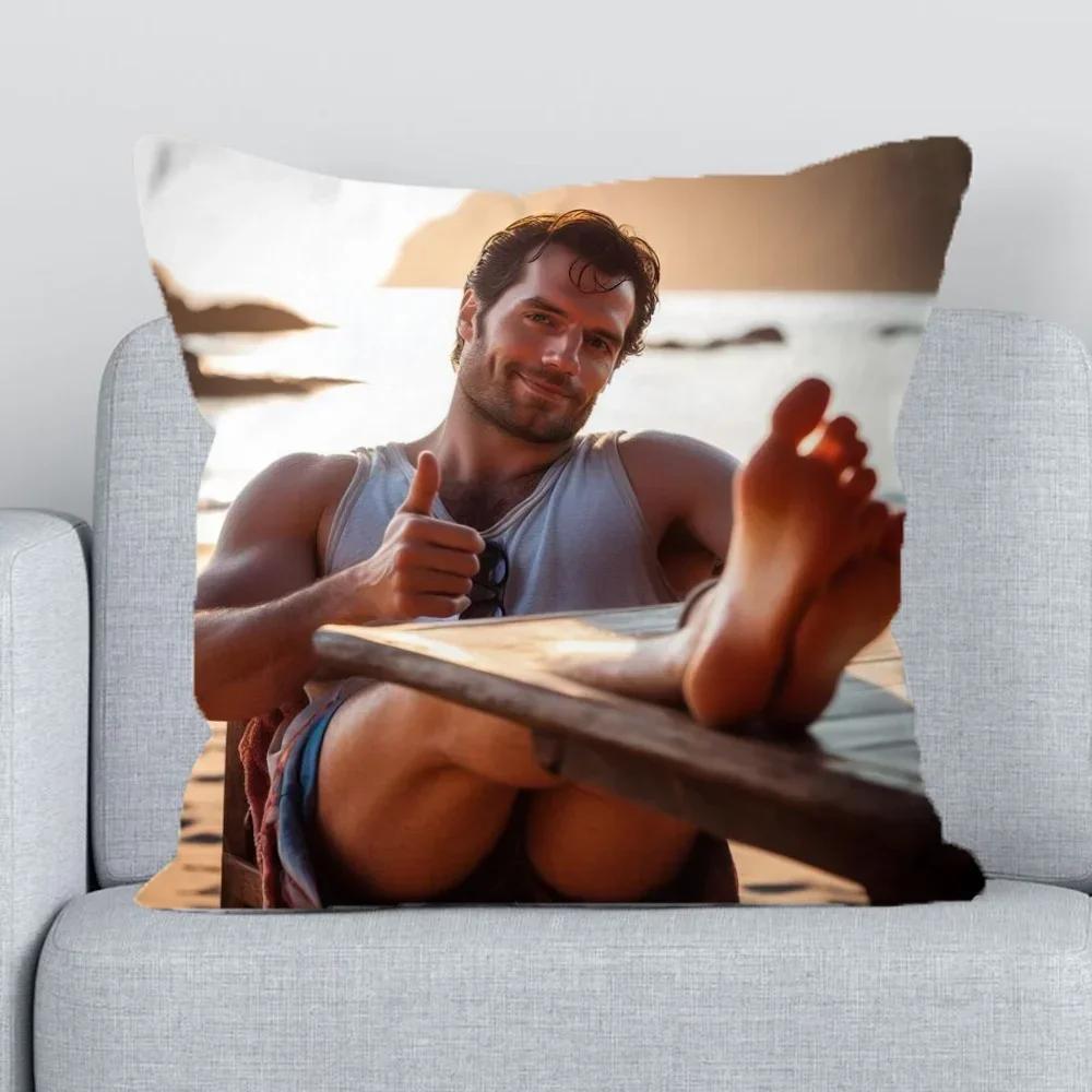 H-Henry Cavill Copricuscino 45X45 Copricuscini Cuscini per Divano Federa Decorativa Per Soggiorno Federe 50X50 Cuscino