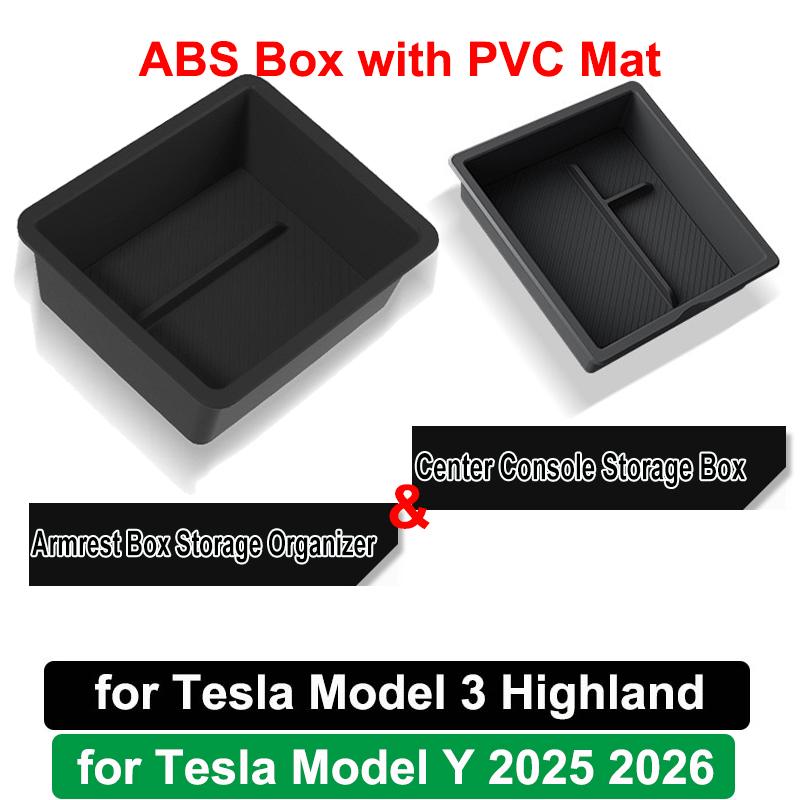 For Tesla New Model Y L Juniper 2026 2025 Center Control Storage Organizer Box Armrest Box Glasses Phone Holder Tray Accessories