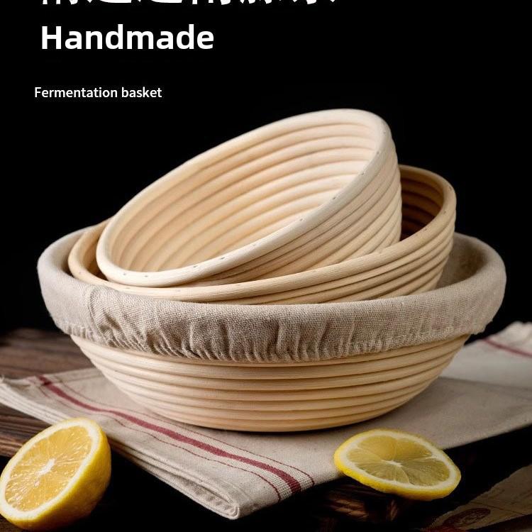 European Rattan Bread Fermentation Basket – Rustic Baking Utensil and Storage Bowl