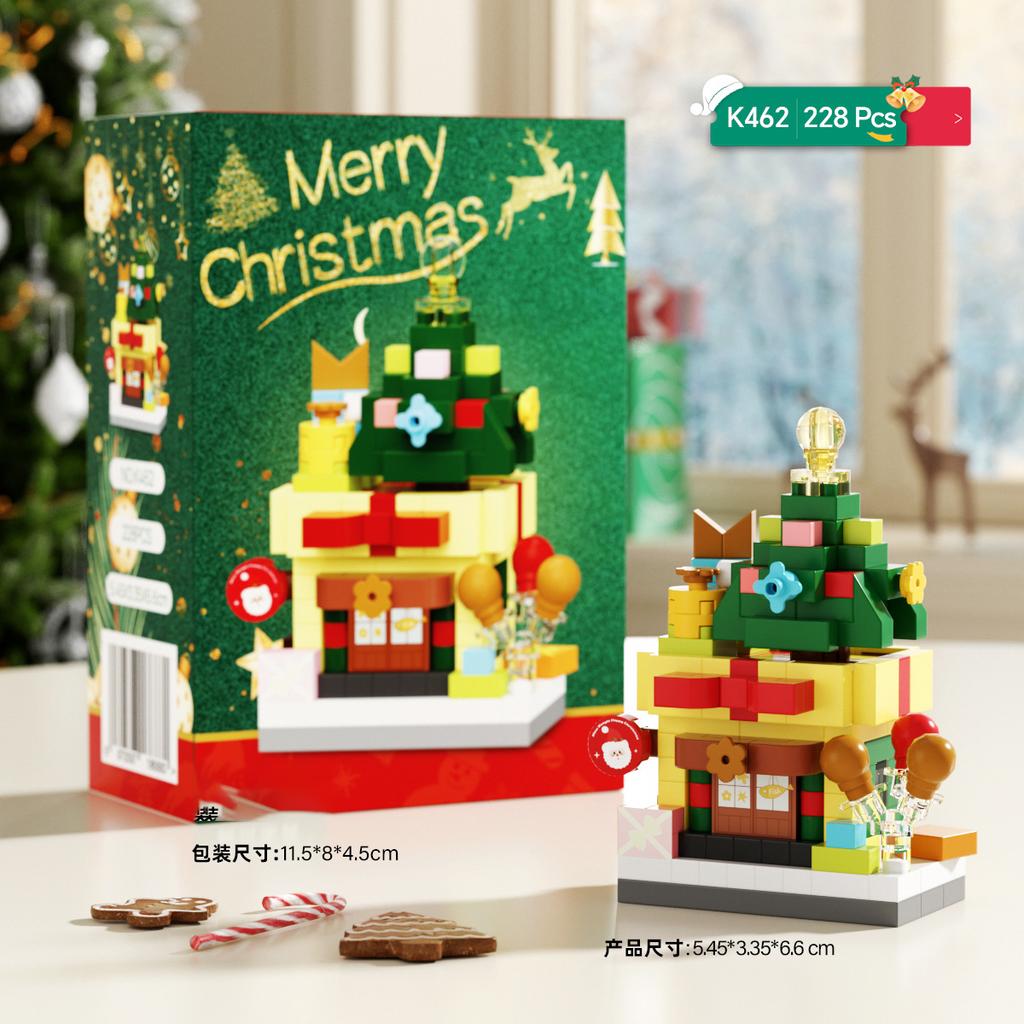 Christmas Tree Moc Building Blocks for Adults Boy Reindeer DIY Brick Construction Set Desk Decor Holiday Gift Aseemby Models Toy
