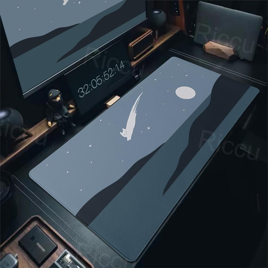 Cute Japan Cat Moon MousePad Gamer Computer Keyboard Large Desk Mats Home Office Laptop Non-Slip Mousepads Gaming Accessories