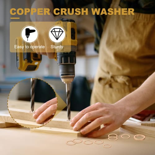 PATIKIL M6 Copper Flat Washers, Seal Rings, 25 Pieces, 6mm Inner Diameter, 12mm Outer Diameter, 1mm Thick, Heat and Oil Resistant for Screws, Bolts, S