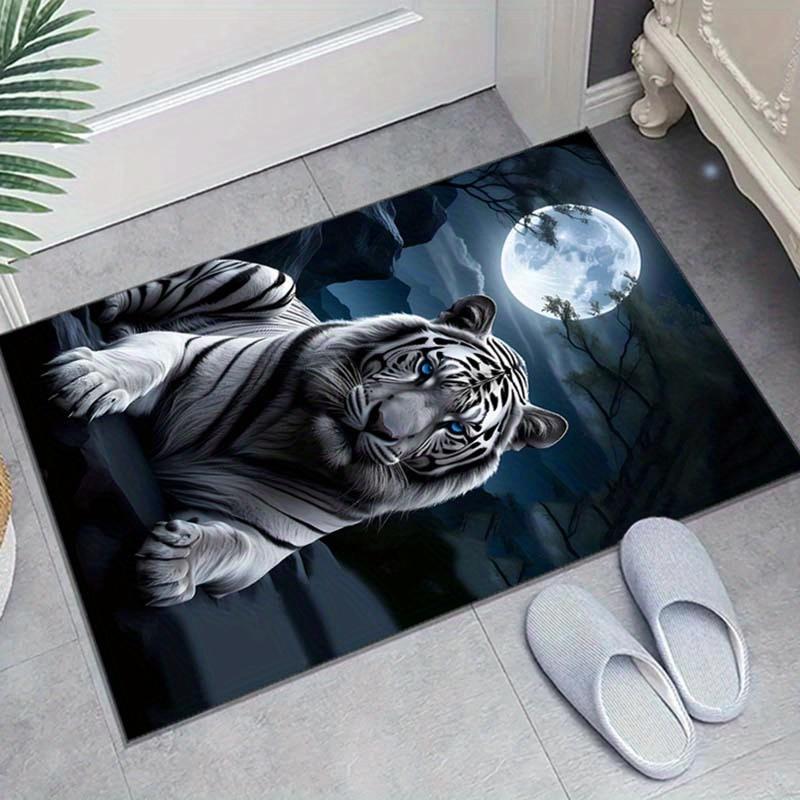 

Роскошный бархатный ковер с принтом «Ночной тигр» для спальни и гостиной, нескользящий коврик для прикроватной тумбочки. 60cm x 90cm