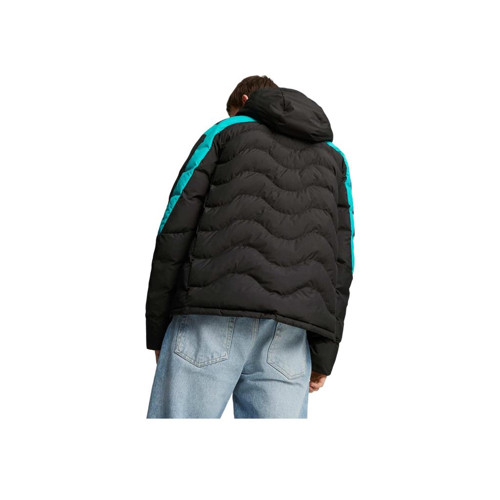 Puma X Mercedes-Benz Petronas MT7 Ecolite Padded Jacket Color Block Design Hooded Loose Fit Long Sleeve Cotton Coat Men Jacket Black 621146-01