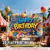 1pc 2D Flat Graffiti Happy Birthday Banner Vintage Music Theme Decor Indoor Outdoor Backdrop Garden Patio Birthday Celebration Party Decor