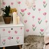 2 Pcs Simple Pen Pink Tulips Bedroom Living Room Home Wall Background Beautification Decoration Wall Stickers