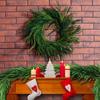 Artificial Pine Needle Wreath Faux Xmas Green Pine Hanging Wreath for Front Door Home Decor