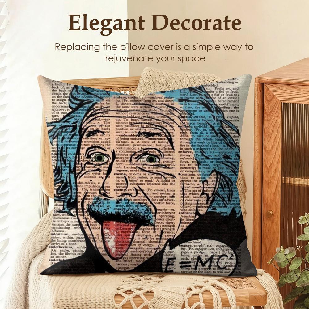 Funny Physics EEINSTEINes Cushion Cover Natural Linen Organic Fabric DoubleSided Printing Sofa Home Decor Gift Pillow Case
