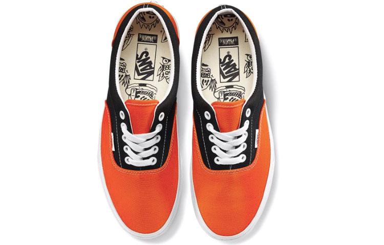 Men's Sneakers Vans Height Increasing Low top Canvas Shoes Unisex Black Orange