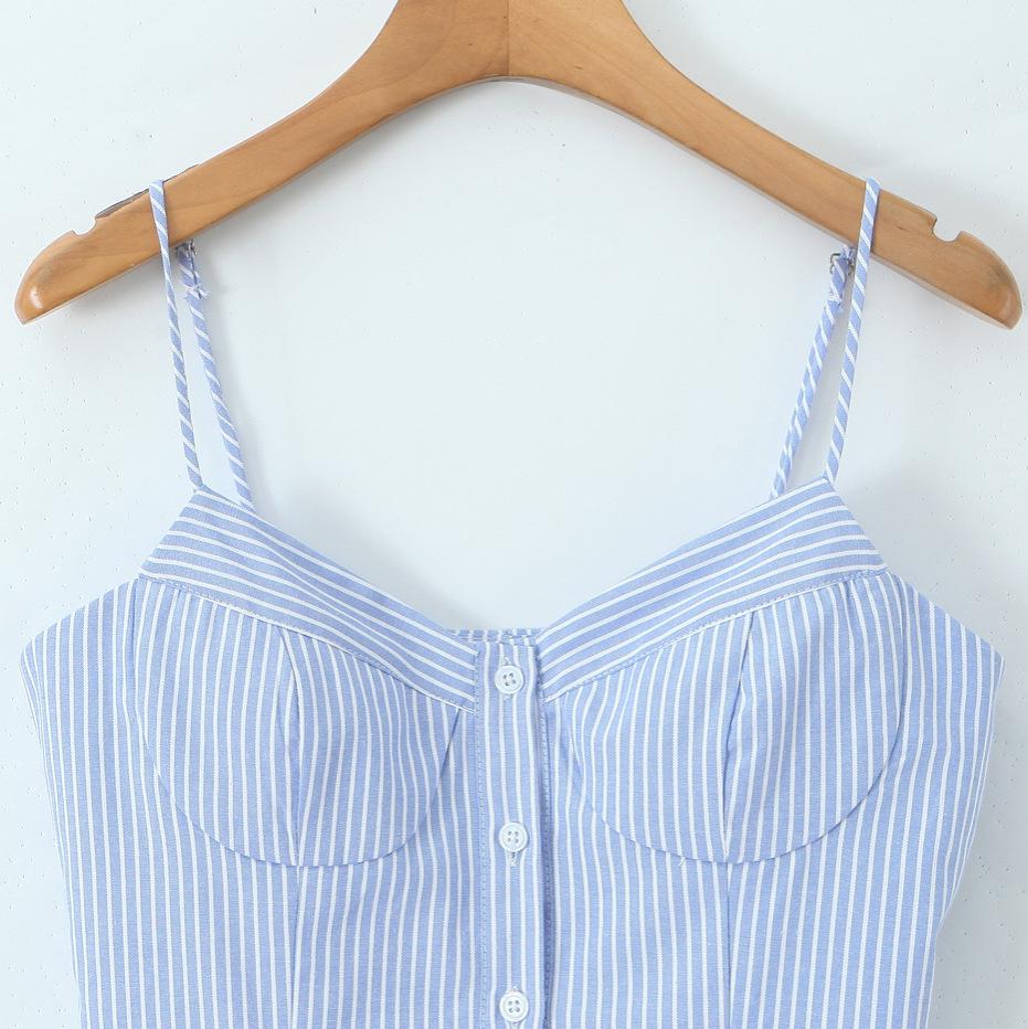 2025 Chic Striped Sleeveless V-Neck Sexy Slim Fit Backless Camisole Top