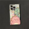 Square Back Tube Protection Clear Case For iPhone 16 ProMax 15 Plus 13 11 14 Pro Max 12 Anti-Oxygen,Two Cute Little Dinosaurs Pattern Casing