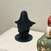 3D Printed Cute Ghost Figurine, Minimalist Home Decor, Matte Black & White Dual Colors, Stable Base for Living Room Entryway & Halloween Gift