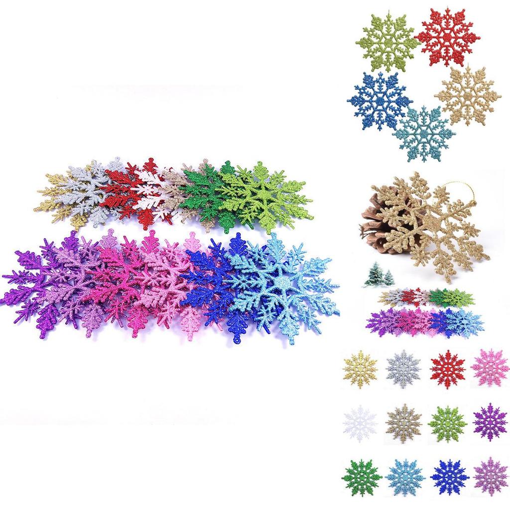 Luxurious 12pcs Glittering Christmas Tree Hanging Decoration Baubles Snowflakes 10cm