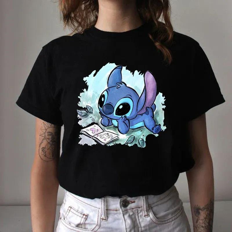 Disney Stitch Graphic T-shirt Hollow Series Short-sleeved T-shirt Crew Neck Top S