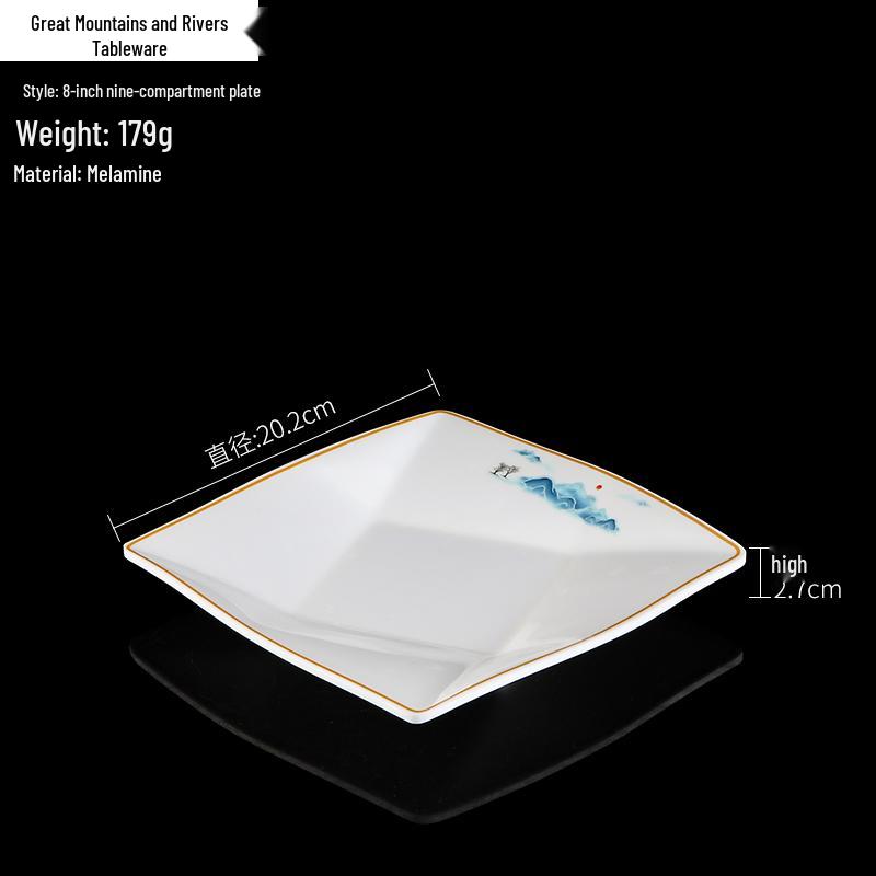 Melamine Square Imitation Porcelain Plate for Hot Pot & Cold Dishes - Commercial Fast Food & Restaurant Tableware