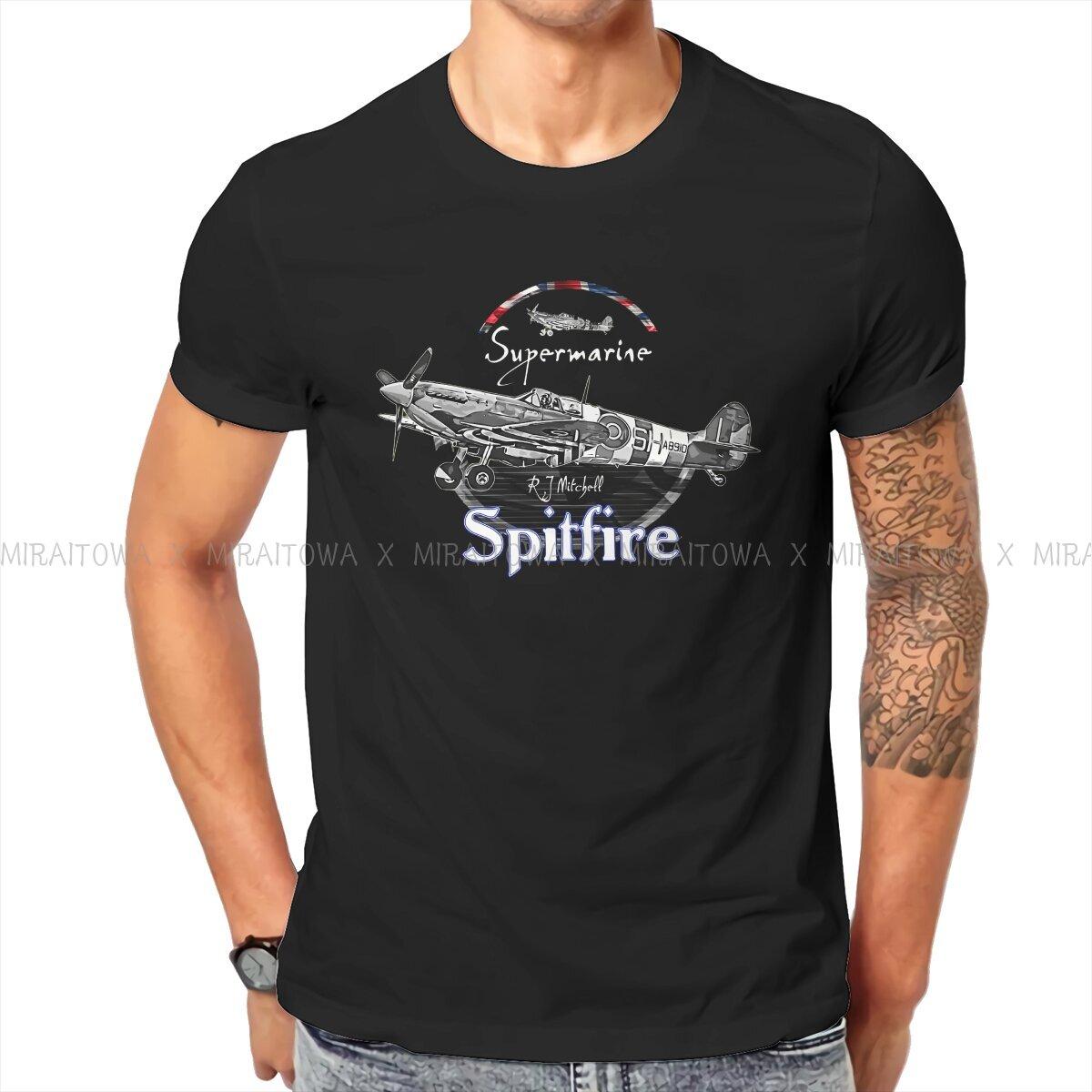 

Spitfire Creative TShirt for Men Supermarine Vintage English WW2 Fighter Aircraft Basic T Shirt Personalize Birthday Gifts Tops S разноцветный