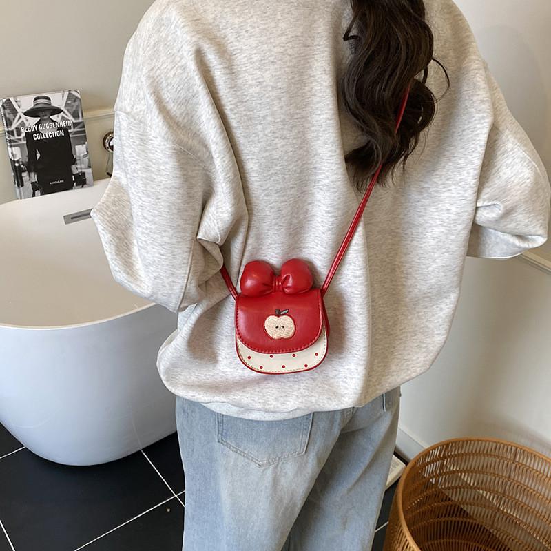 Cute Cartoon Bowknot Pu Mini Crossbody Bag For Daily Use