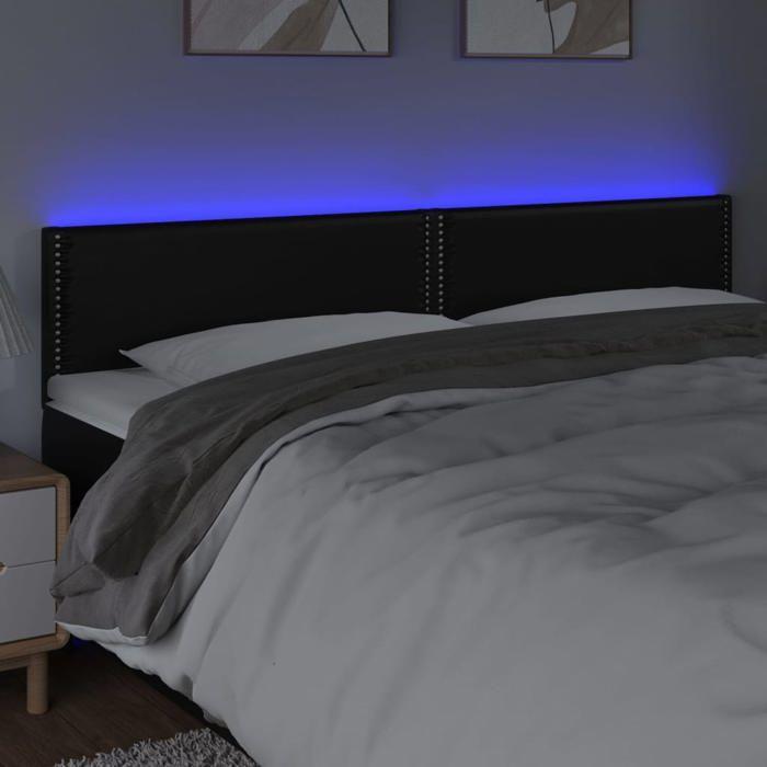 VidaXL Tête de Lit à LED Meuble de Chambre à Coucher Accessoire de Lit Double Tête de Cadre de Lit Intérieur Noir 3121574