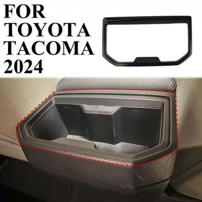 Carbon Fiber Style Rear Seat Armrest Cup Holder Cover Trim for Toyota Tacoma