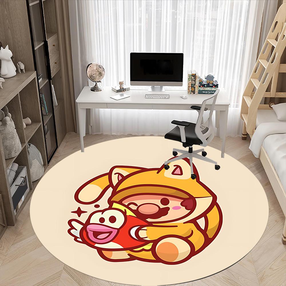 1PC Mario Cat Fish Office Round Area Rug, Indoor Mat Suitable For Office, Under Office Chairs Bedroom Living Room Home Decor DT1212018