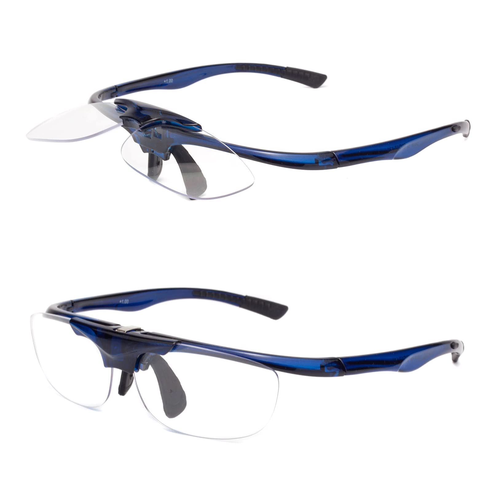 

Reading with Reading Prescription [LianSan] Flip-up Glasses, Portable, Case, Unisex, Men s, Women s, Stylish, Glasses, Bifocal, L3806, Blue, +150 синий