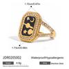 18K Gold Plated Heart Geometric Open Ring Moon Square Tower Ring Stainless Steel Ring  Friend