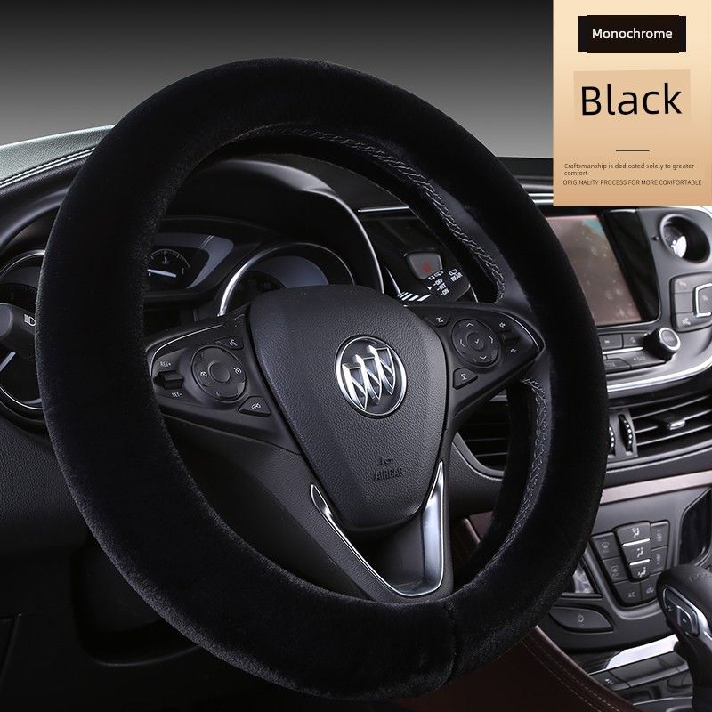 

Car Steering Wheel Cover Winter Long and Short Plush Unisex Handlebar Cover Imitation Rabbit Fur Korean Warm and Cute Solid Color Black