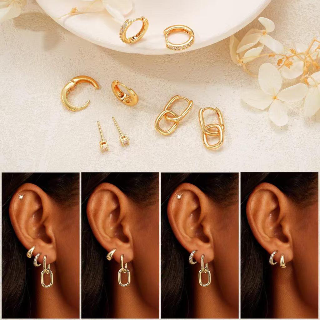 Cross-Border Women's Gold Hoop Earrings for Multiple Piercings – Exquisite Fashion Jewelry