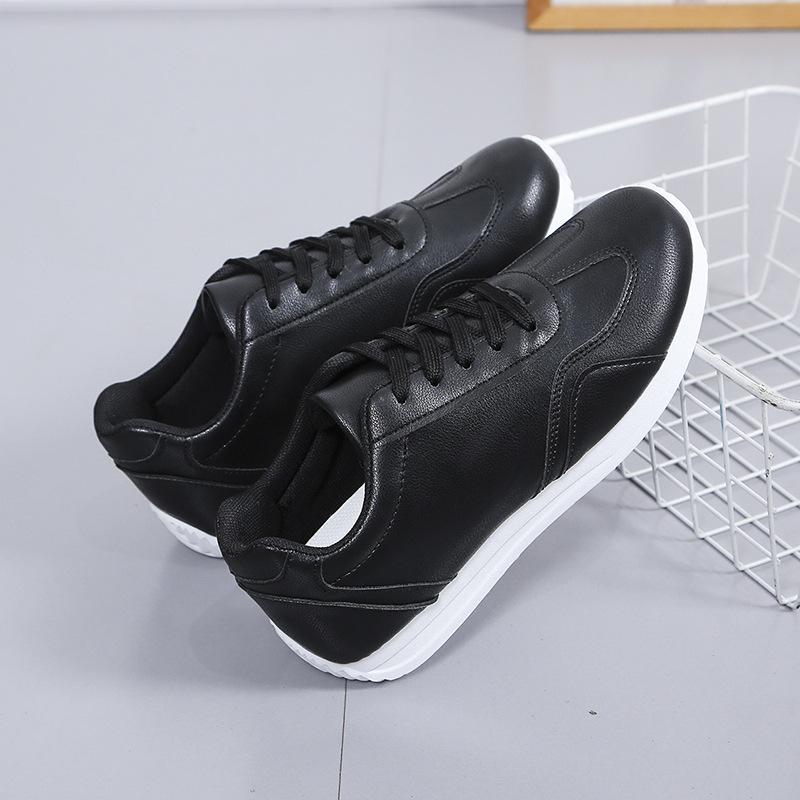 Fashion Women's White Leather Sneakers Sport Vulcanized Shoes Comforthable Spring Sneakers Casual Shoes Fashion School Tennis Flat Shoes
