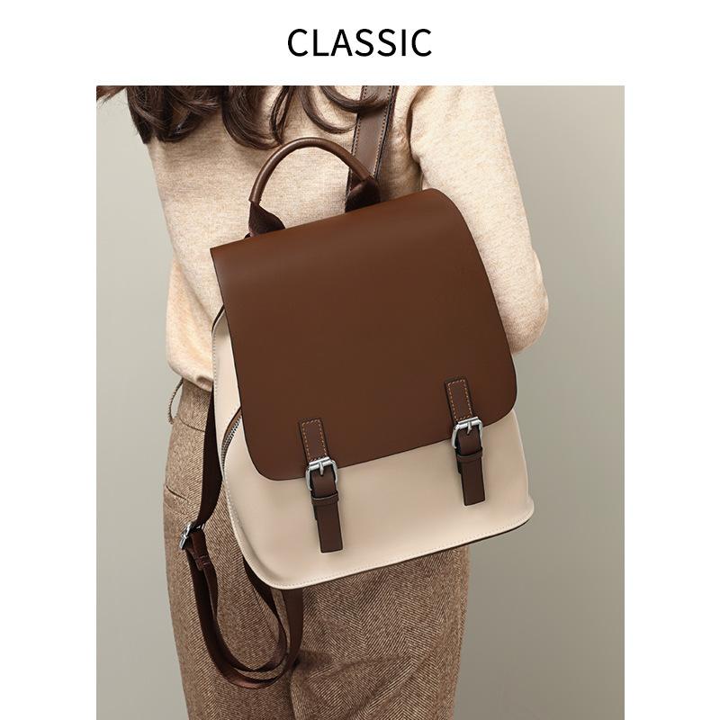School Bag Backpack Women'S Fashion Trend Large Capacity Junior High School Student College Student Leather Backpack Luggage