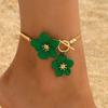 Vintage OT Clasp Chic Floral Pendant Anklet for Women Elegant Summer Hoilday Boho Chain Suit for Vocation Jewelry Gifts
