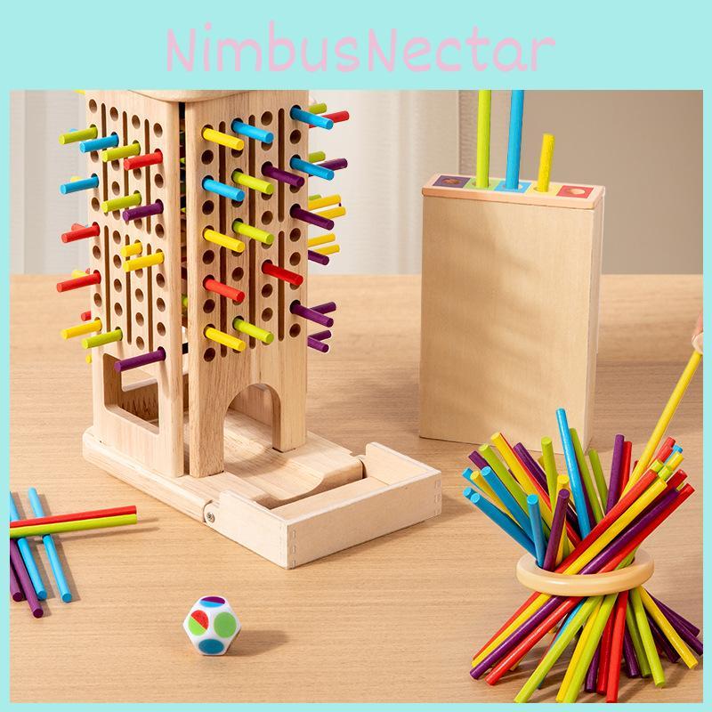Wooden 3in1 Stack And Roll Dice Game For Family Fun And Brain Development