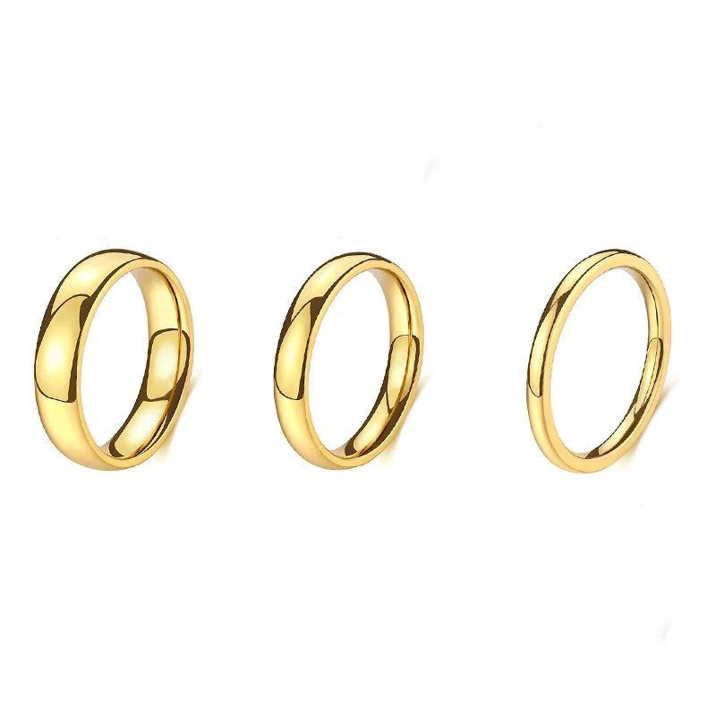 Classic Couple Rings Wedding Engagement Minimalist Simple Smooth Stainless Steel Ring For Women And Men Jewelry