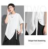 Summer Casual Irregular T-Shirt with Woven Stripes and Loose Short Sleeves